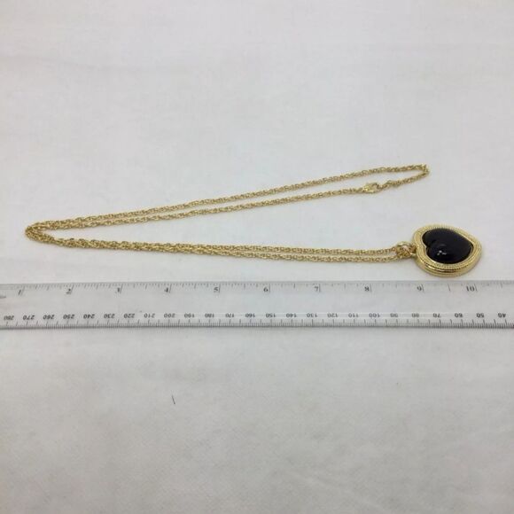 Vintage Ivana Trump Black Jewel Heart Pendant Long Chain Necklace 36" NWOT NIB - Picture 4 of 4